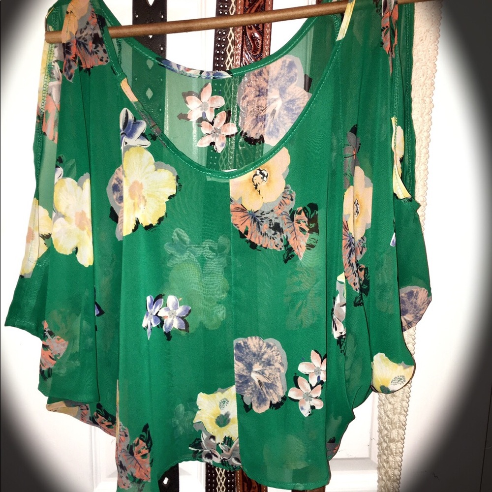 Green Sheer Floral Blouse (small)